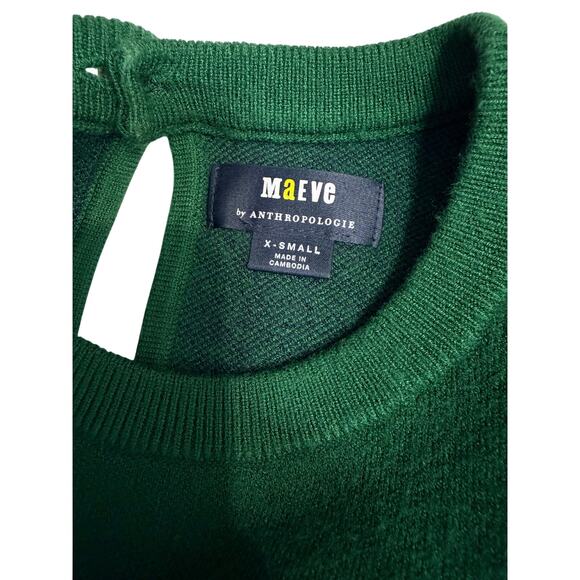 Maeve By Anthropologie Harmon Sweater Tee Green-Blue Stripes Short Sleeve Sz XS - Picture 9 of 10